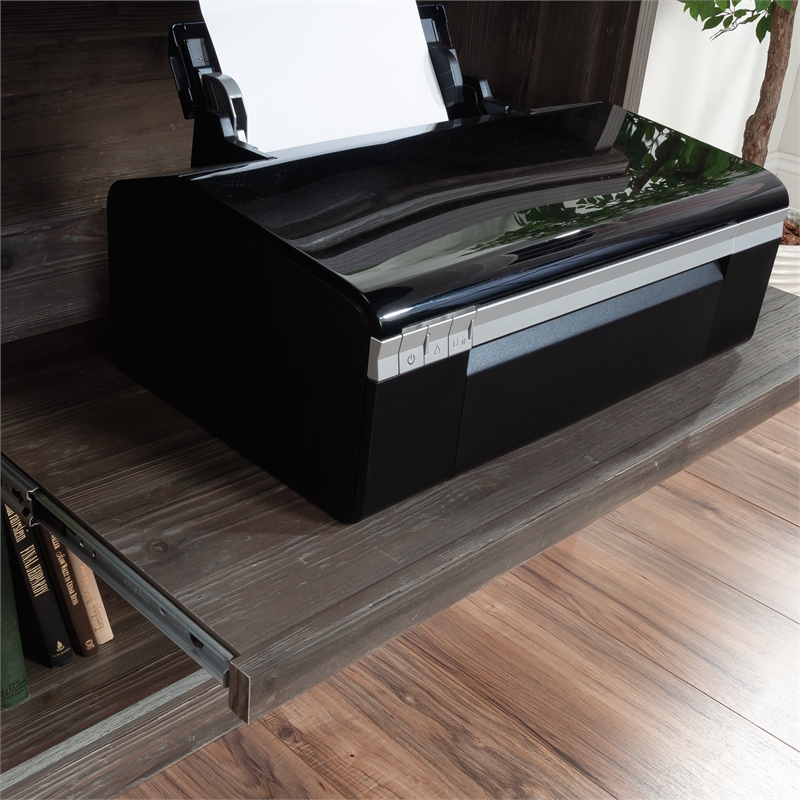 Sauder Aspen Post Engineered Wood Credenza in Pebble Pine/Brown Finish