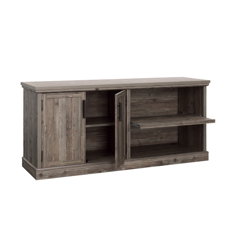 Sauder Aspen Post Engineered Wood Credenza in Pebble Pine/Brown Finish