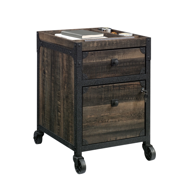 Sauder Foundry Road Engineered Wood Mobile File in Carbon Oak