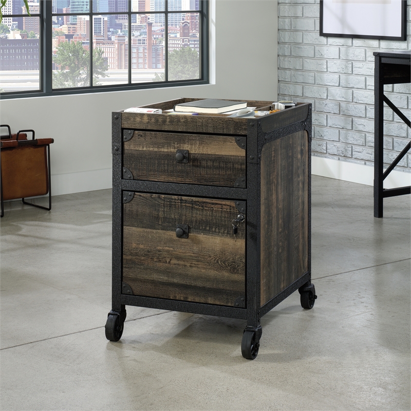 Sauder Foundry Road Engineered Wood Mobile File in Carbon Oak