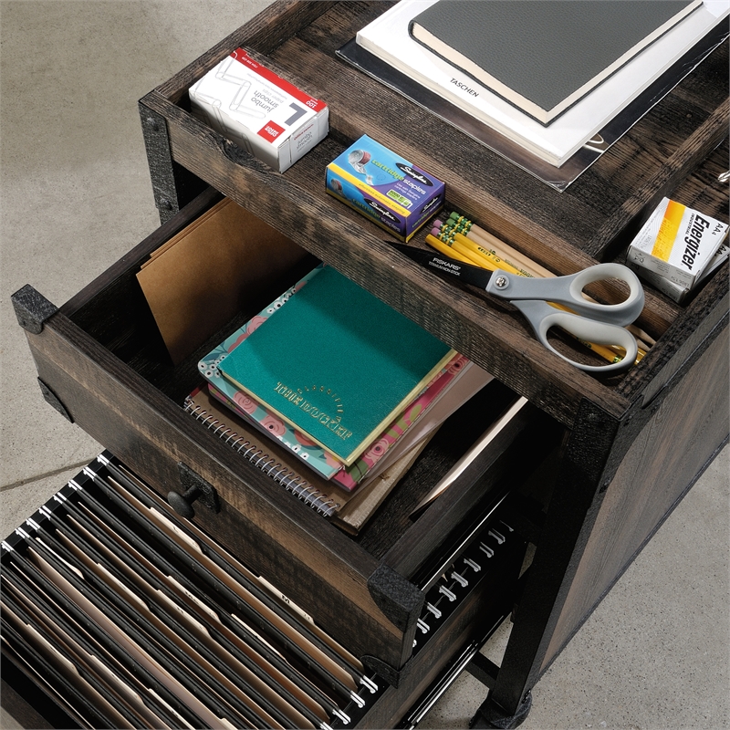 Sauder Foundry Road Engineered Wood Mobile File in Carbon Oak
