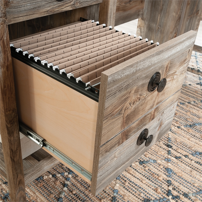 Sauder Granite Trace Engineered Wood L-Desk in Rustic Cedar/Brown Finish
