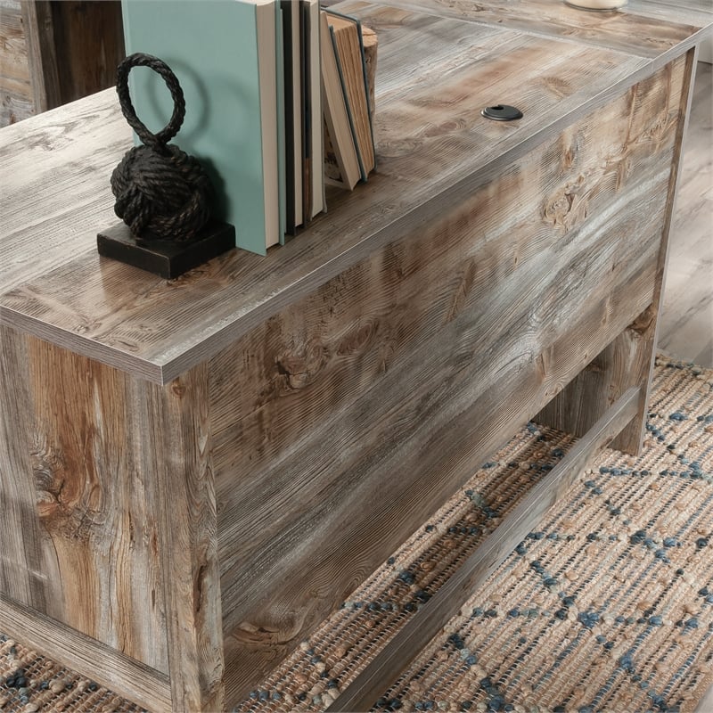 Sauder Granite Trace Engineered Wood L-Desk in Rustic Cedar/Brown Finish