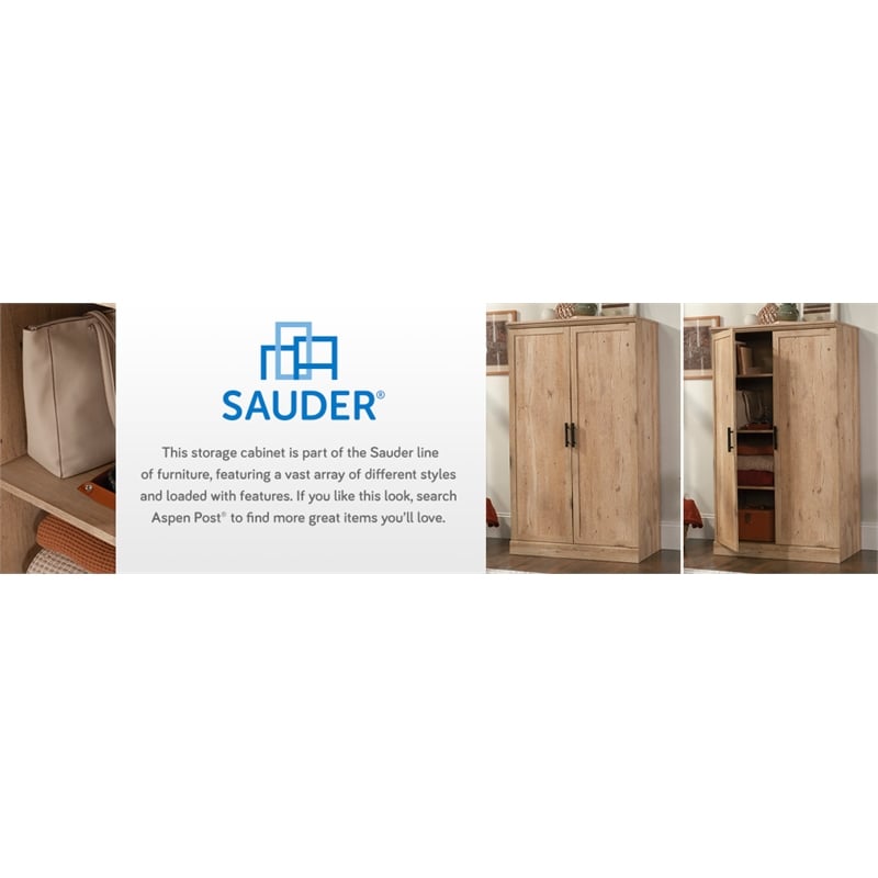 Sauder Aspen Post Engineered Wood Storage Cabinet in Prime Oak