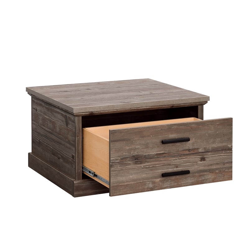 Sauder Aspen Post Engineered Wood Coffee Table in Pebble Pine/Brown