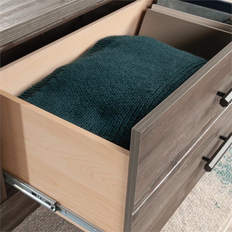 Sauder Aspen Post Engineered Wood Coffee Table in Pebble Pine/Brown