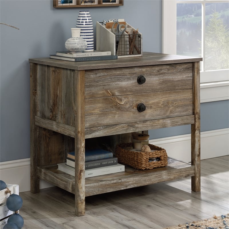 Sauder Granite Trace Engineered Wood Lateral File in Rustic Cedar/Brown