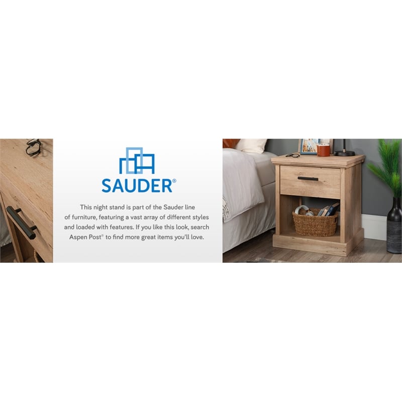 Sauder Aspen Post Engineered Wood Night Stand in Prime Oak Finish