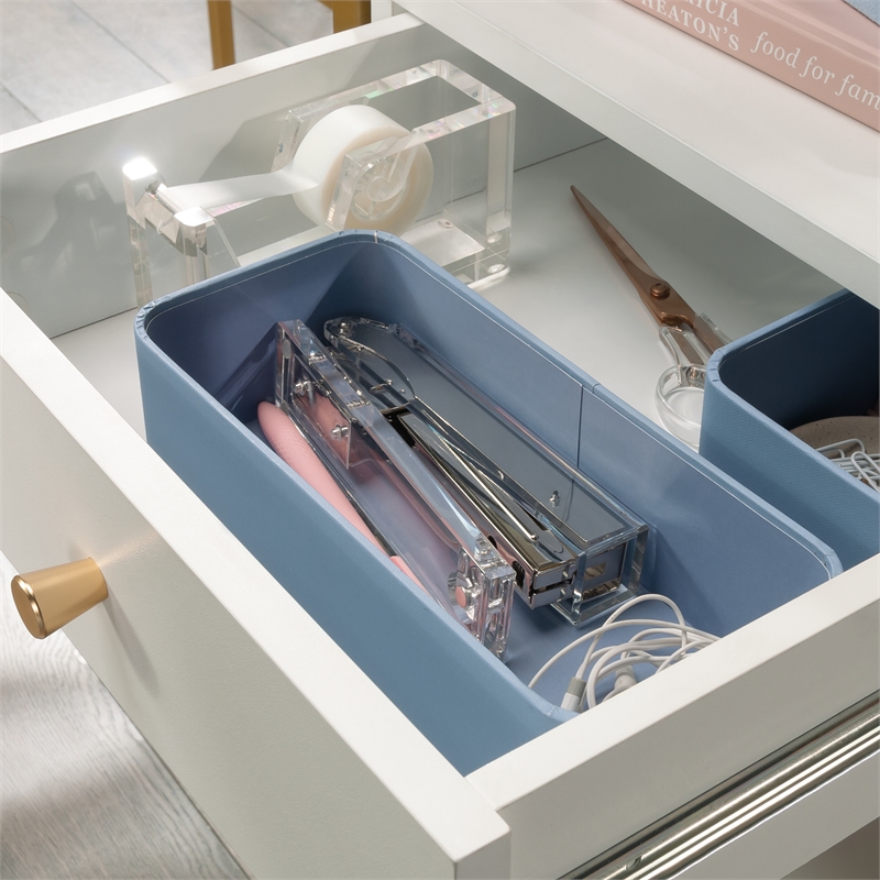 Sauder Harper Heights Engineered Wood L-Desk in White Finish