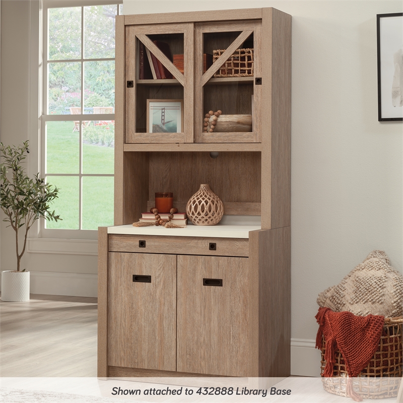Sauder Dixon City Engineered Wood Library Hutch in Brushed Oak Finish