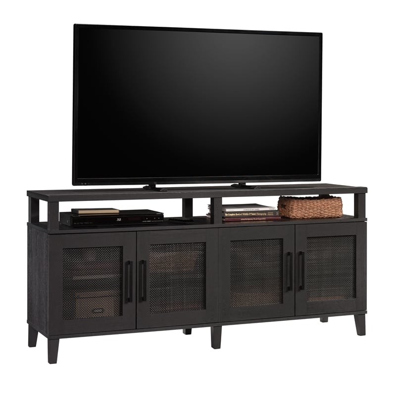 Sauder Tiffin Line Engineered Wood Entertainment Credenza in Raven Oak Finish