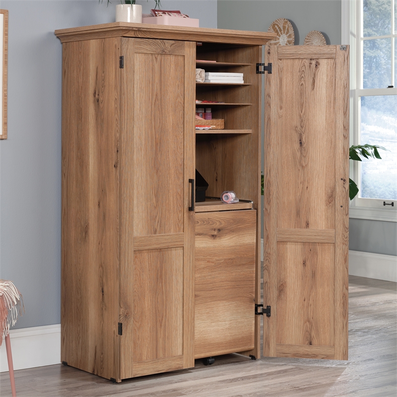 Sauder Engineered Wood Multi-Purpose Armoire in Timber Oak Finish