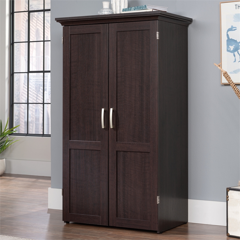 Sauder Storage Cabinet, Cinnamon Cherry Finish