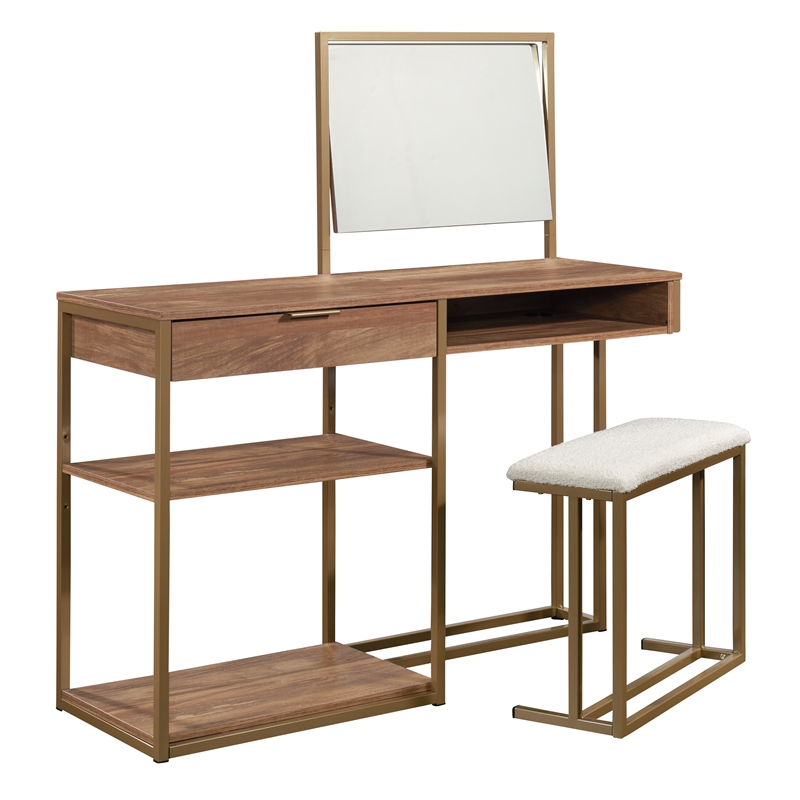Sauder International Lux Engineered Wood Vanity in Sindoori Mango/Natural Finish