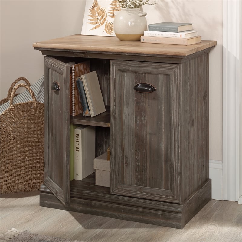 Sauder Sonnet Springs Engineered Wood Utility Stand in Pebble Pine Finish