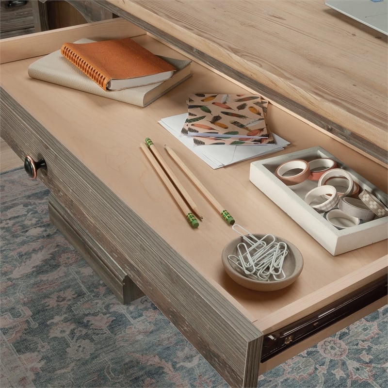 Sauder Sonnet Springs Engineered Wood Executive Desk in Pebble Pine
