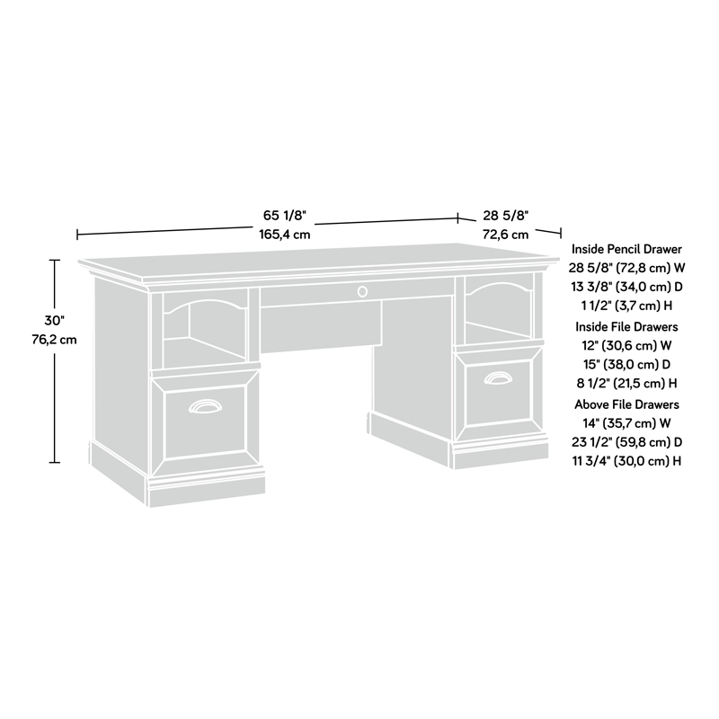 Sauder Sonnet Springs Engineered Wood Executive Desk in Pebble Pine