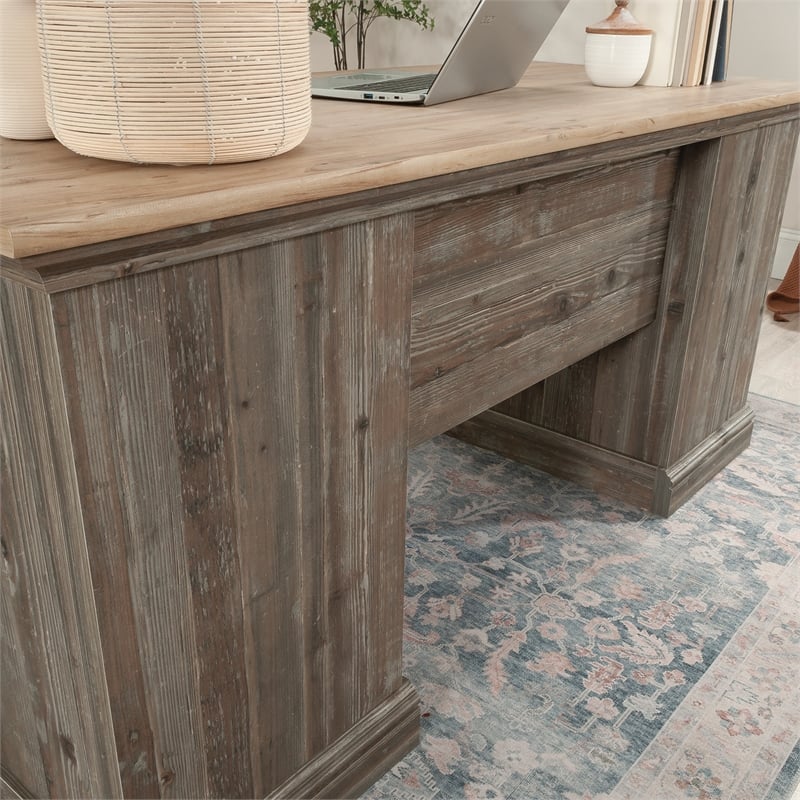 Sauder Sonnet Springs Engineered Wood Executive Desk in Pebble Pine