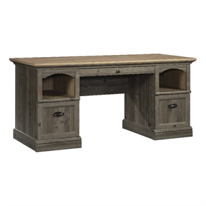 Sauder Sonnet Springs Engineered Wood Executive Desk in Pebble Pine