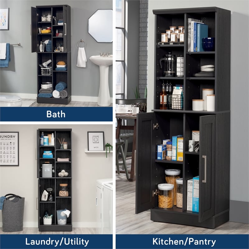 Sauder Homeplus Engineered Wood Storage Cabinet in Raven Oak Finish