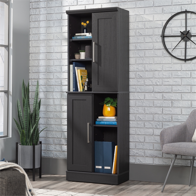 Sauder Homeplus Engineered Wood Storage Cabinet in Raven Oak Finish