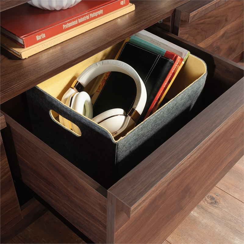 Sauder Harvey Park Engineered Wood Credenza in Grand Walnut Finish