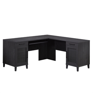 Sauder Tiffin Line Coastal Engineered Wood L-Desk in Raven Oak