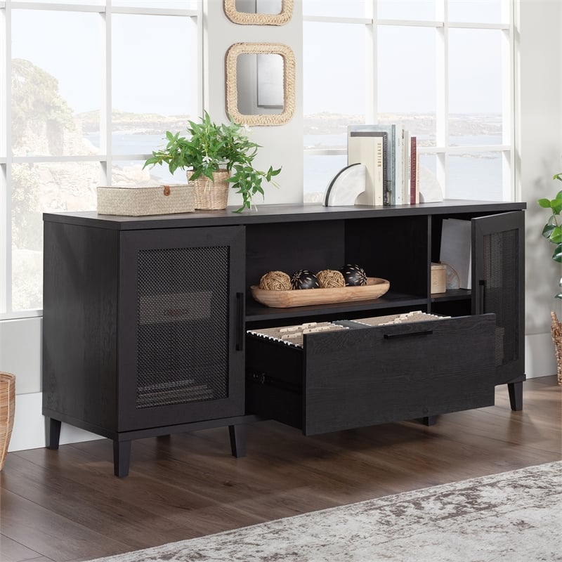 Sauder Tiffin Line Engineered Wood Large Credenza in Raven Oak