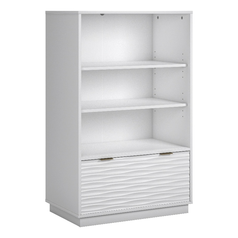 Sauder Morgan Main Contemporary Engineered Wood Bookcase with Drawer in White