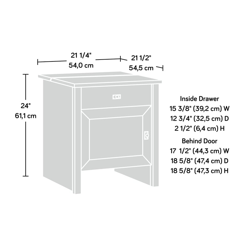 Sauder Cottage Road Engineered Wood BotStop Side Table in Soft White Finish