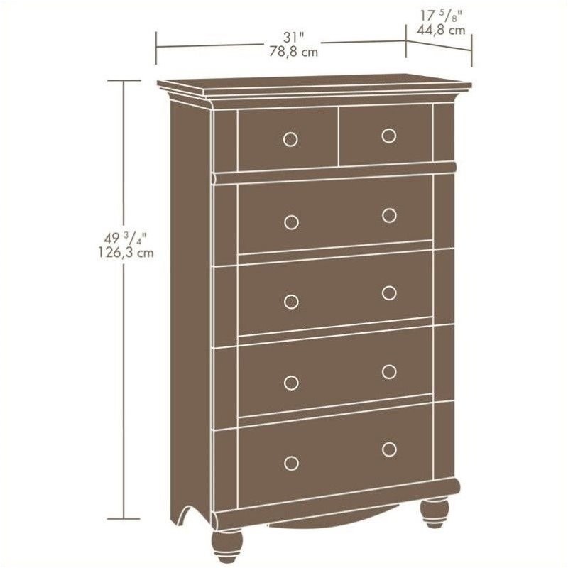 Sauder Harbor View 5 Drawer Chest In Antiqued White 158015