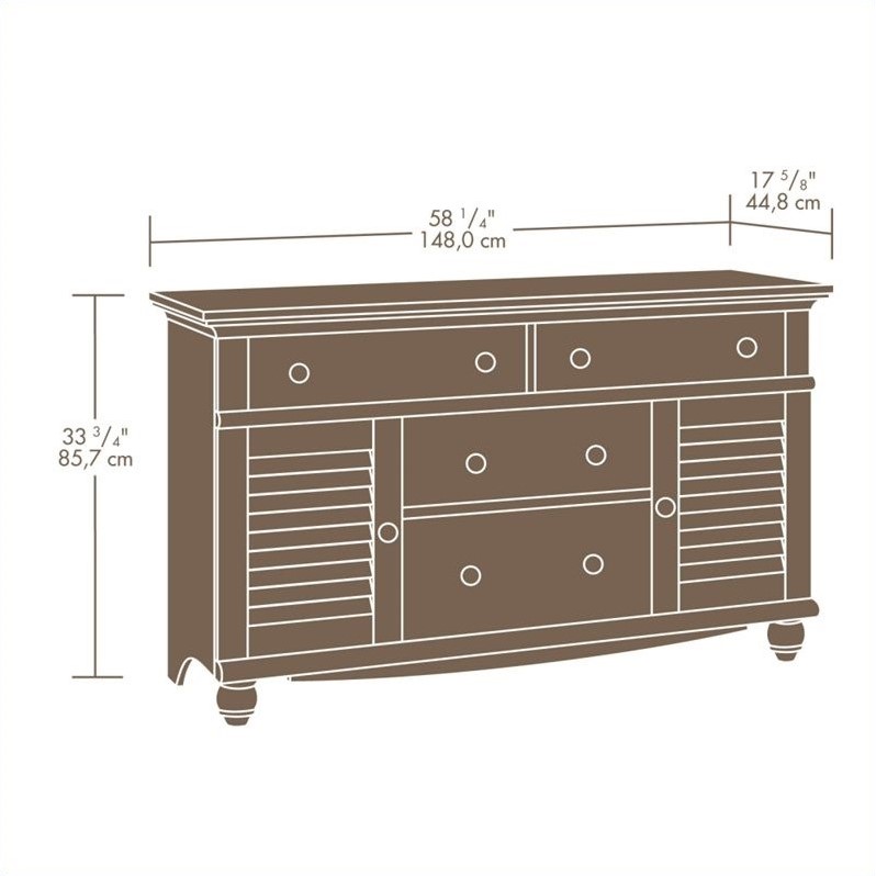 Sauder Harbor View Dresser In Antiqued White 158016