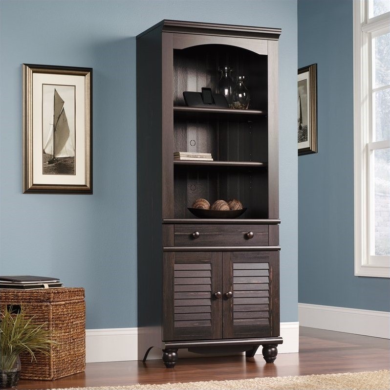 Bookcase With Doors in Antiqued Paint - 401632