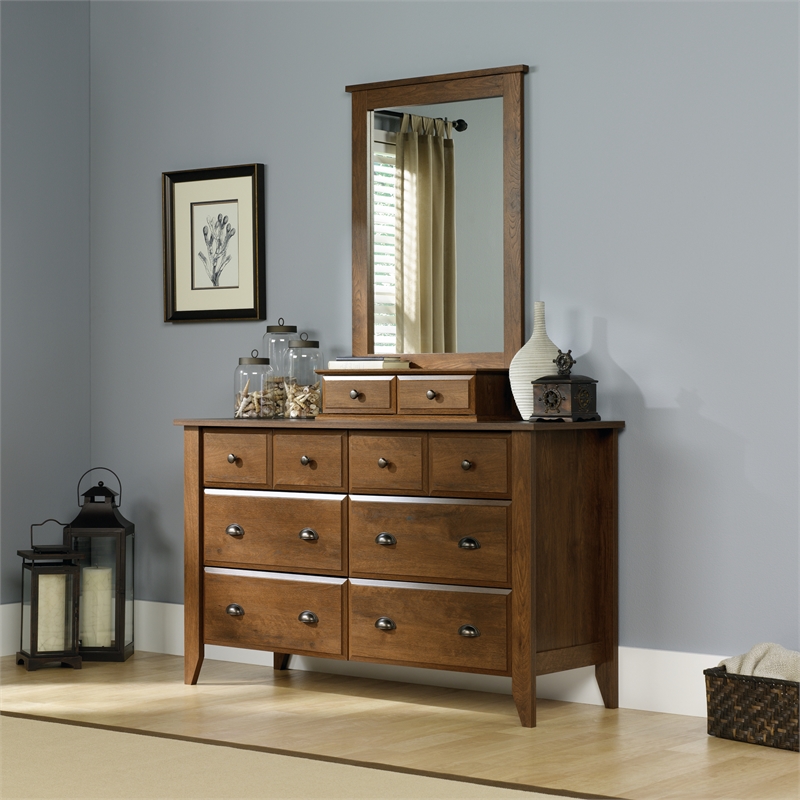 Sauder Shoal Creek Engineered Wood 6 Drawer Dresser in Oiled Oak