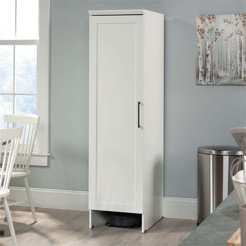Sauder HomePlus Engineered Wood Robot Vacuuum Storage Cabinet in Soft White