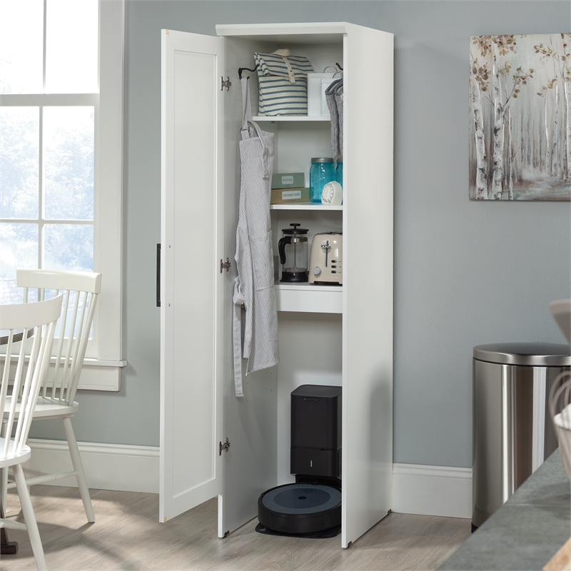 Sauder HomePlus Engineered Wood Robot Vacuuum Storage Cabinet in Soft White