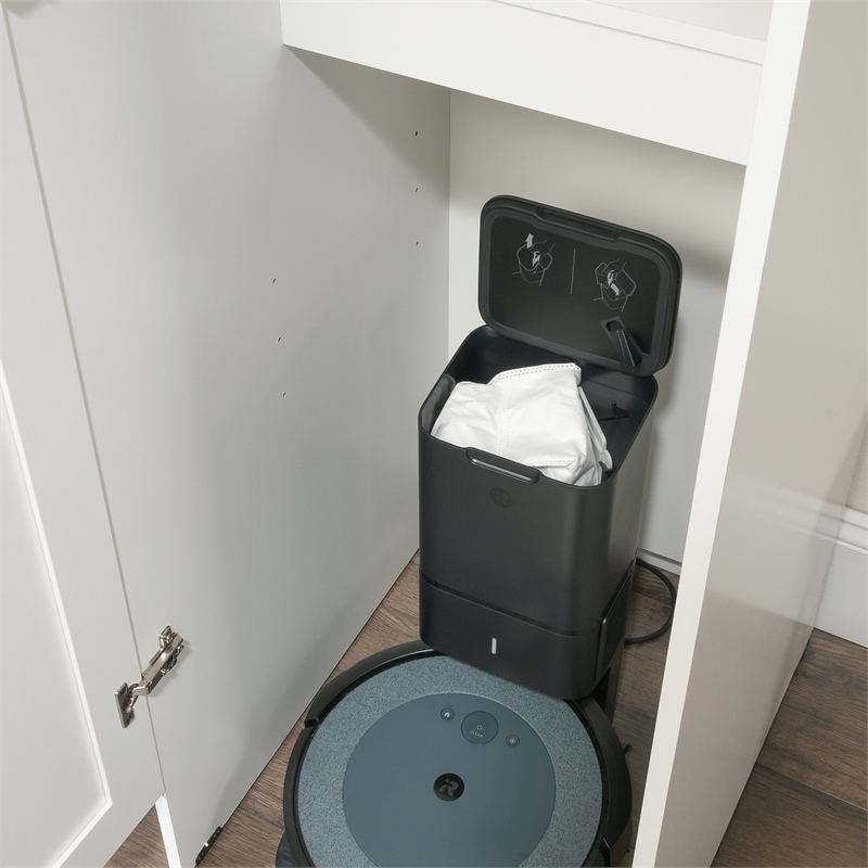 Sauder HomePlus Engineered Wood Robot Vacuuum Storage Cabinet in Soft White