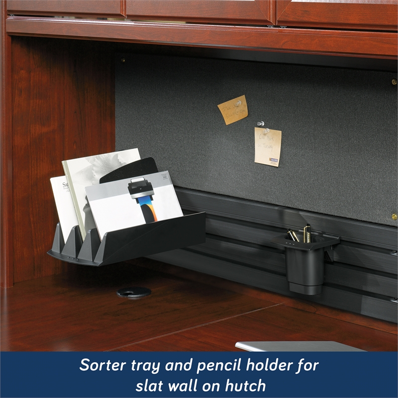 Sauder Heritage Hill Engineered Wood L-Desk with Hutch in Classic Cherry Finish