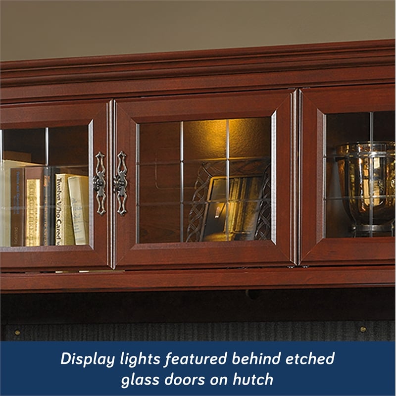 Sauder Heritage Hill Engineered Wood L-Desk with Hutch in Classic Cherry Finish