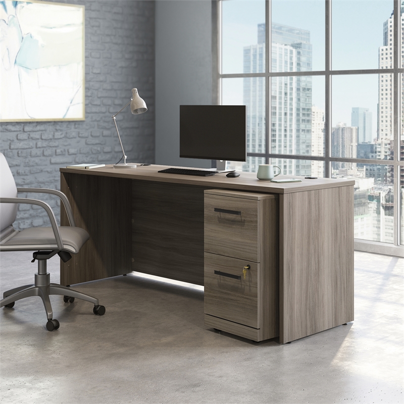 Sauder Affirm Engineered Wood 72 x 24 Desk and Mobile File in Hudson Elm
