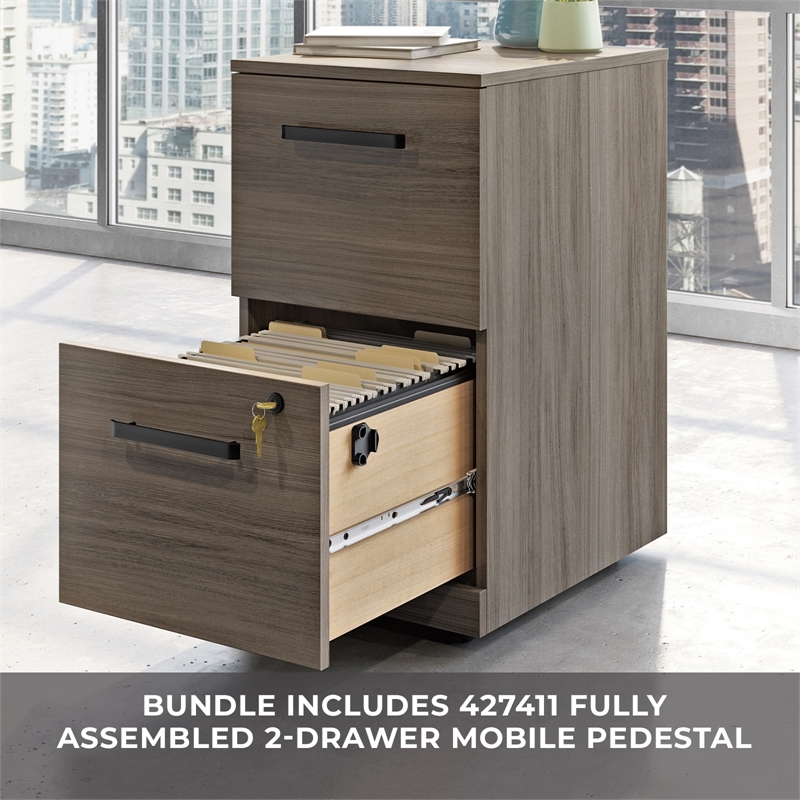 Sauder Affirm Engineered Wood 72 x 30 Desk and Mobile File in Hudson Elm
