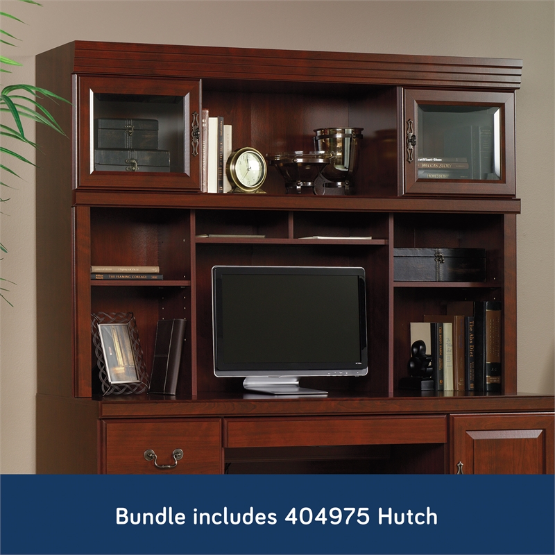 Sauder Heritage Hill Engineered Wood Desk with Hutch in Classic Cherry Finish