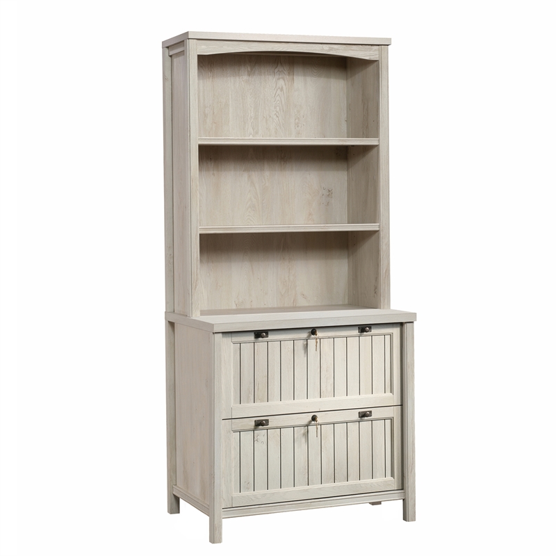 Sauder Costa Engineered Wood Lateral File with Hutch in Chalked Chestnut Finish
