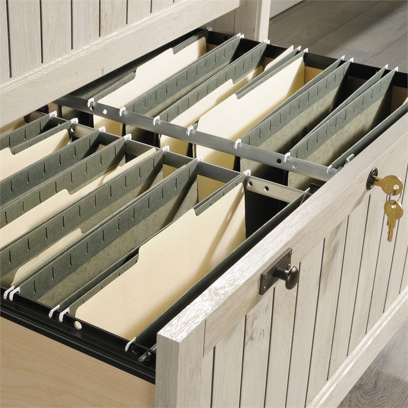 Sauder Costa Engineered Wood Lateral File with Hutch in Chalked Chestnut Finish