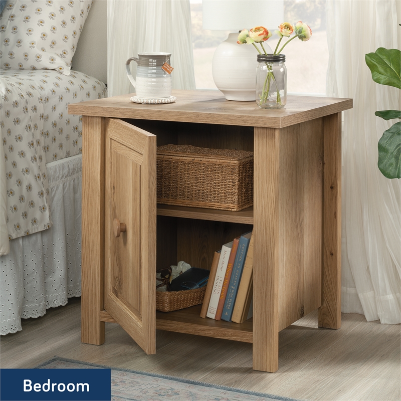 Sauder Hillmont Farm Engineered Wood Night Stand in Timber Oak Finish