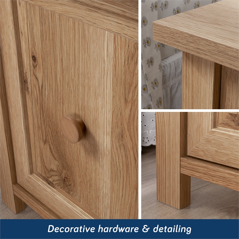 Sauder Hillmont Farm Engineered Wood Night Stand in Timber Oak Finish