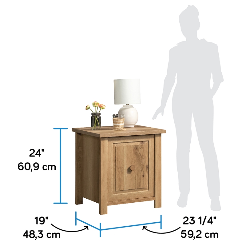 Sauder Hillmont Farm Engineered Wood Night Stand in Timber Oak Finish