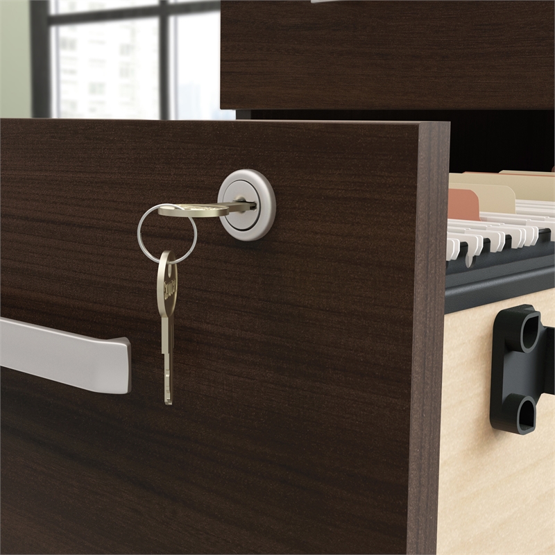 Affirm 60 inch Desk 3 Drawer Ped in a Noble Elm Finish