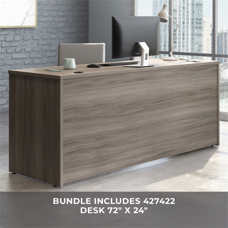 Sauder Affirm Engineered Wood L-Shaped Home Office Desk in Hudson Elm
