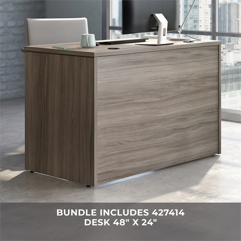 Sauder Affirm Engineered Wood L-Shaped Home Office Desk in Hudson Elm
